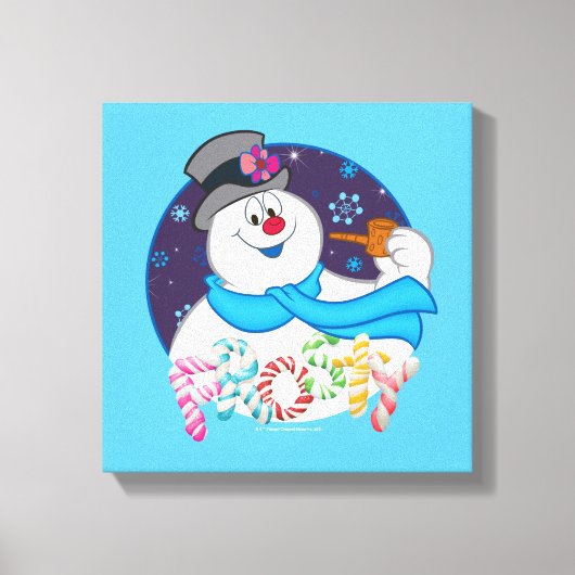 霜の降りた雪だるま™ |カラフルキャンディー名 キャンバスプリント (正面)