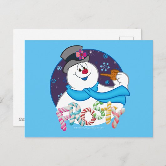霜の降りた雪だるま™ |カラフルキャンディー名 シーズンポストカード (正面/裏面)