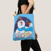 霜の降りた雪だるま™ |カラフルキャンディー名 トートバッグ (クローズアップ)