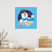 霜の降りた雪だるま™ |カラフルキャンディー名 ポスター (キッチン)