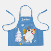 霜の降りた雪だるま™ |カレン霜の降りた冬のおもしろい エプロン (正面)