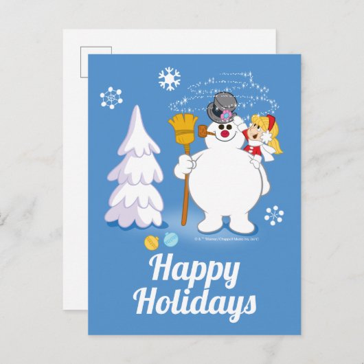 霜の降りた雪だるま™ |カレン霜の降りた冬のおもしろい シーズンポストカード (正面/裏面)