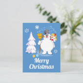 霜の降りた雪だるま™ |カレン霜の降りた冬のおもしろい シーズンポストカード (スタンド正面)