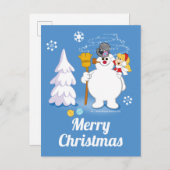 霜の降りた雪だるま™ |カレン霜の降りた冬のおもしろい シーズンポストカード (正面/裏面)
