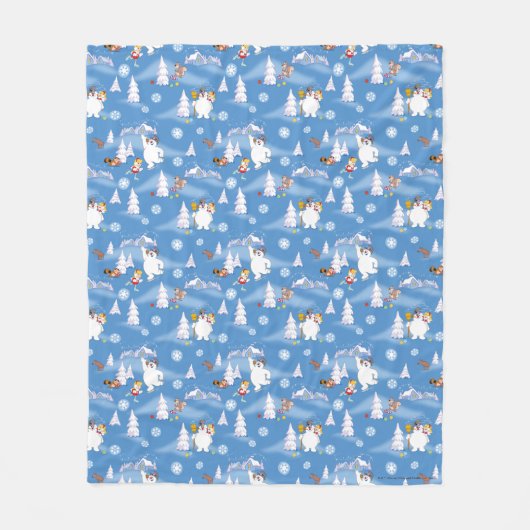 霜の降りた雪だるま™ |カレン霜の降りた冬のおもしろい フリースブランケット (正面)