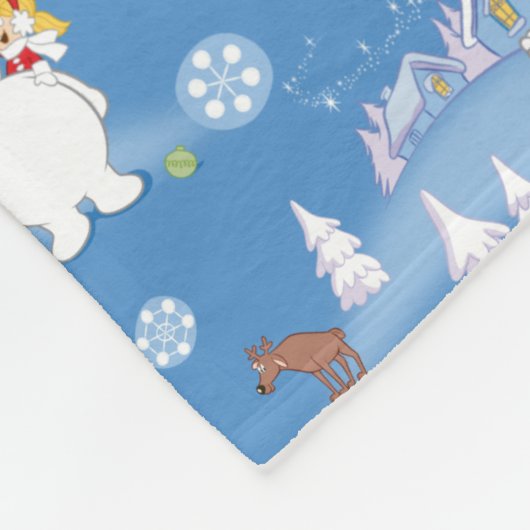 霜の降りた雪だるま™ |カレン霜の降りた冬のおもしろい フリースブランケット (角)