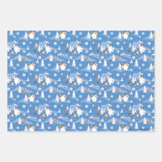 霜の降りた雪だるま™ |カレン霜の降りた冬のおもしろい ラッピングペーパーシート (正面2)