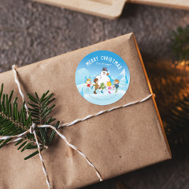 霜の降りた雪だるま™|クリパーソナライズされたスマス ラウンドシール