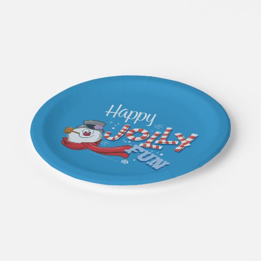 霜の降りた雪だるま™ |ハッピーすてきおもしろい ペーパープレート (アングル)