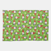 霜の降りた雪だるま™ |休日霜の降りたリース キッチンタオル (横)