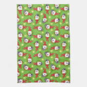 霜の降りた雪だるま™ |休日霜の降りたリース キッチンタオル (縦)