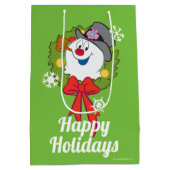 霜の降りた雪だるま™ |休日霜の降りたリース ミディアムペーパーバッグ (裏面)