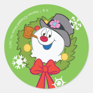 霜の降りた雪だるま™  休日霜の降りたリース ラウンドシール