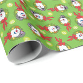 霜の降りた雪だるま™ |休日霜の降りたリース ラッピングペーパー (ロールコーナー)