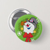 霜の降りた雪だるま™ |休日霜の降りたリース 缶バッジ (正面&裏面)