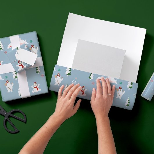 霜の降りた雪だるま™ |冬のパタ霜の降りたーン ラッピングペーパーシート