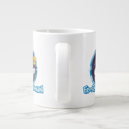 霜の降りた雪だるま™ |魔法の霜の降りたポートレート ジャンボコーヒーマグカップ (裏面)