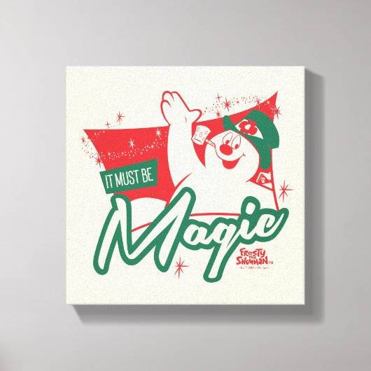 霜の降りた雪だるま-魔法 キャンバスプリント (正面)