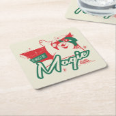 霜の降りた雪だるま-魔法 スクエアペーパーコースター (アングル)