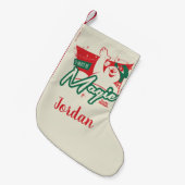 霜の降りた雪だるま-魔法 スモールクリスマスストッキング (正面 (吊り時))