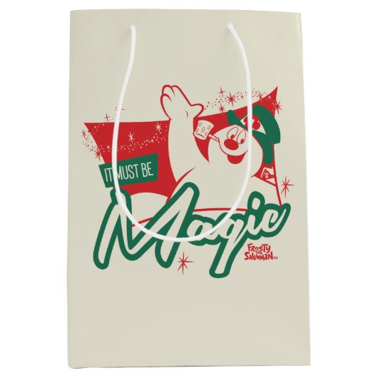 霜の降りた雪だるま-魔法 ミディアムペーパーバッグ (正面)