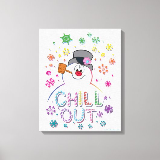 霜の降りた雪だるま™ | "Chill Out"レインボーカラー キャンバスプリント (正面)