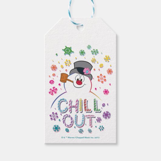 霜の降りた雪だるま™ | "Chill Out"レインボーカラー ギフトタグ (正面)