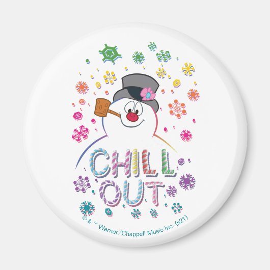 霜の降りた雪だるま™ | "Chill Out"レインボーカラー マグネット (正面)