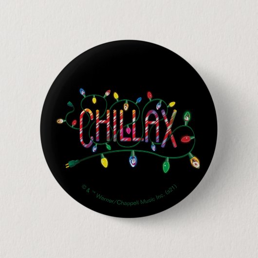 霜の降りた雪だるま™ | "Chillax"ホリデーライト 缶バッジ (正面)