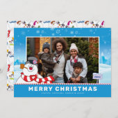 霜の降りた雪だるま | Merry Christmas Family Photo シーズンカード (正面/裏面)