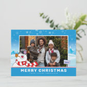 霜の降りた雪だるま | Merry Christmas Family Photo シーズンカード (スタンド正面)