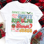 霜の降りたRudolph Santa Jesus Christian Christmas トライブレンドＴシャツ<br><div class="desc">この祝おもしろいと意味のある「ダンスよ霜の降りたく、輝くルドルフ様、サンタ様に与え、愛するイエス様に」シャツでクリスマスの季節の喜び！愛するよくはしゃぐ休日のアイコンとキリスト教のメッセージが融合したデザインで、休暇中の応援を広めるのに最適。色と鮮やかフェスティバルの要素で、このデザインは誰の顔にもスマイルをもたらす。あなたはパーティーを楽しんだり、季節の深い意味を考えたりしても、このシャツは休日のスピリチュアルの両方を愛する人に最適であお洒落る。</div>