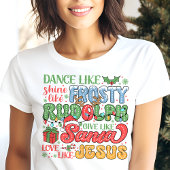 霜の降りたRudolph Santa Jesus Christian Christmas トライブレンドＴシャツ