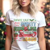 霜の降りたRudolph Santa Jesus Christian Christmas トライブレンドＴシャツ