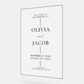 霜モダンミニマルの結婚歓迎 アクリルサイン (傾斜)