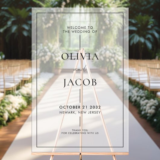 霜モダンミニマルの結婚歓迎 アクリルサイン