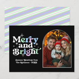 霜降りの冬のモダンなレトロクリスマスファミリーフォト シーズンカード