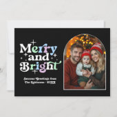 霜降りの冬のモダンなレトロクリスマス家族写真 シーズンカード (正面)