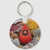 霜降りの紅葉の中のショウジョウコウカンチョウ キーホルダー (裏面)