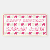 霜降りサーカス動物クッキーピンクホワイト散水器 横断幕 (横)