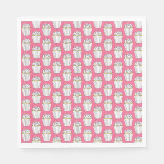 霜降りピンクハートカップケーキデザートの愛 スタンダードランチョンナプキン (正面)