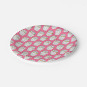 霜降りピンクハートカップケーキデザートの愛 ペーパープレート (アングル)