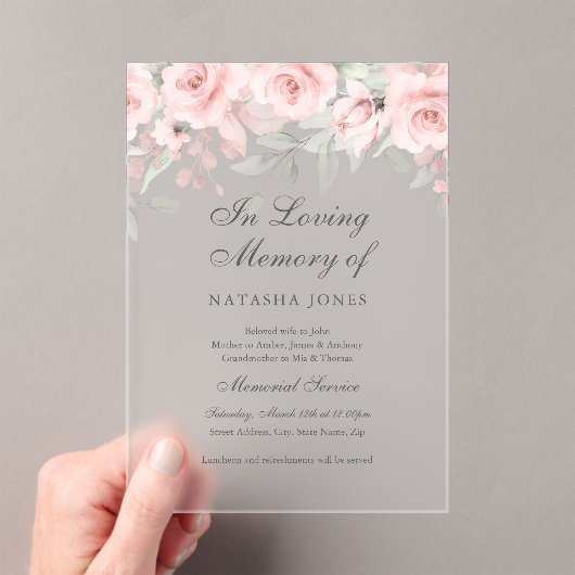 霜降りフローラ蝶ピンク追悼会 アクリル招待状 (インサイチュ (ポータブル))