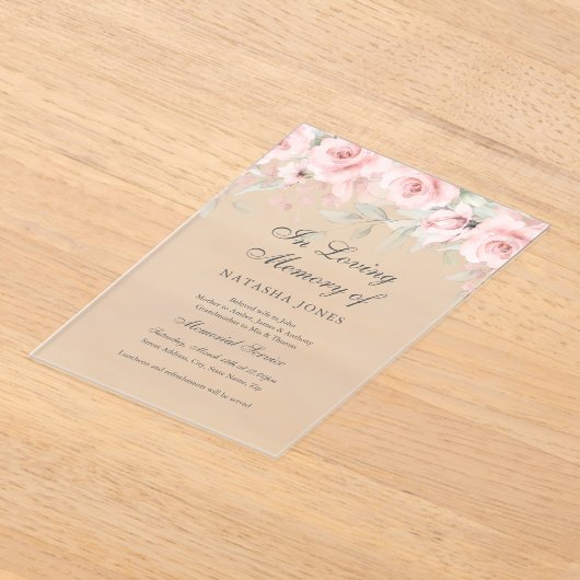 霜降りフローラ蝶ピンク追悼会 アクリル招待状 (レイダウン)