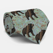 霜降りブルー/タンネクタイのクマ ネクタイ (ロール)