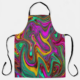 霜降りホットピンクと海泡グリーン抽象芸術アート エプロン