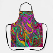 霜降りホットピンクと海泡グリーン抽象芸術アート エプロン (正面)