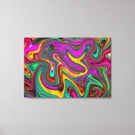 霜降りホットピンクと海泡グリーン抽象芸術アート キャンバスプリント