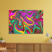 霜降りホットピンクと海泡グリーン抽象芸術アート キャンバスプリント (インサイチュ (リビング))