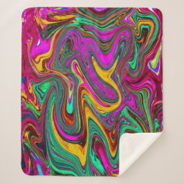 霜降りホットピンクと海泡グリーン抽象芸術アート シェルパブランケット